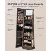 imageSONGMICS 360 Swivel Jewelry Cabinet Lockable Jewelry Organizer with FullLength Mirror Rear Storage Shelves Interior Mirror Jewelry Armoire Gift Idea Rustic Brown UJJC006X01Ash Brown