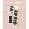 imageSONGMICS 360 Swivel Mirrored Jewelry Cabinet with Lights FullLength Mirror with Jewelry Storage Standing Jewelry Armoire Organizer with Large Storage Basket Makeup Shelf Cloud White UJJC018W01Cloud White