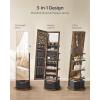 imageSONGMICS 360 Swivel Mirrored Jewelry Cabinet with Lights FullLength Mirror with Jewelry Storage Standing Jewelry Armoire Organizer with Large Storage Basket Makeup Shelf Cloud White UJJC018W01Rustic Brown