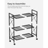 imageSONGMICS 3Tier Metal Storage Rack with Wheels Mesh Shelving Unit with X Side Frames 236Inch Width for Entryway Kitchen Living Room Bathroom Industrial Style Black UBSC163B01Black