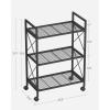 imageSONGMICS 3Tier Metal Storage Rack with Wheels Mesh Shelving Unit with X Side Frames 236Inch Width for Entryway Kitchen Living Room Bathroom Industrial Style Black UBSC163B01Black