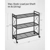 imageSONGMICS 3Tier Metal Storage Rack with Wheels Mesh Shelving Unit with X Side Frames 236Inch Width for Entryway Kitchen Living Room Bathroom Industrial Style Black UBSC163B01Black