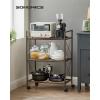 imageSONGMICS 3Tier Metal Storage Rack with Wheels Mesh Shelving Unit with X Side Frames 236Inch Width for Entryway Kitchen Living Room Bathroom Industrial Style Black UBSC163B01Metallic Bronze
