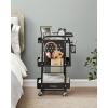 imageSONGMICS 3Tier Storage Cart Rolling Utility Cart Metal Mesh Shelves 2 Removable Pegboards 2 Hanging Holders 4 Hooks Craft Cart for Living Room Kitchen Office Bathroom Ink Black ULRC037B01Ink Black