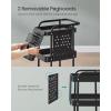 imageSONGMICS 3Tier Storage Cart Rolling Utility Cart Metal Mesh Shelves 2 Removable Pegboards 2 Hanging Holders 4 Hooks Craft Cart for Living Room Kitchen Office Bathroom Ink Black ULRC037B01Ink Black