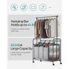 imageSONGMICS 4Section Laundry Sorter Rolling Laundry Hamper with Hanging Bar HeavyDuty Laundry Basket Lockable Wheels Hampers for Laundry 4 x 132 Gal Gray URLS44GS