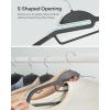 imageSONGMICS 50 Pack Coat Hangers HeavyDuty Plastic Suit Hangers SShaped Opening SpaceSaving 360 Swivel Hook 163 Inches Wide Light Gray and Dark Gray UCRP41G50Ink Black