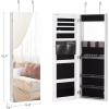 imageSONGMICS 55 Inches Tall Spacious Jewelry Cabinet Jewelry Armoire with LightUp Interior Mirror Wall or Door Mounted Jewelry Storage Organizer Lockable Gift Idea Cloud White UJJC032W01White