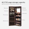 imageSONGMICS 55 Inches Tall Spacious Jewelry Cabinet Jewelry Armoire with LightUp Interior Mirror Wall or Door Mounted Jewelry Storage Organizer Lockable Gift Idea Cloud White UJJC032W01Brown