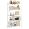 imageSONGMICS 5Tier Metal Storage Rack Shelving Unit with X Side Frames Dense Mesh 126 x 157 x 573 Inches for Entryway Kitchen Living Room Bathroom Industrial Style Ink Black UBSC145B01Cloud White