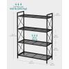 imageSONGMICS 5Tier Metal Storage Rack Shelving Unit with X Side Frames Dense Mesh 126 x 157 x 573 Inches for Entryway Kitchen Living Room Bathroom Industrial Style Ink Black UBSC145B01Ink Black