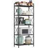imageSONGMICS 5Tier Metal Storage Rack Shelving Unit with X Side Frames Dense Mesh 126 x 157 x 573 Inches for Entryway Kitchen Living Room Bathroom Industrial Style Ink Black UBSC145B01Ink Black