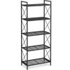 imageSONGMICS 5Tier Metal Storage Rack Shelving Unit with X Side Frames Dense Mesh 126 x 157 x 573 Inches for Entryway Kitchen Living Room Bathroom Industrial Style Ink Black UBSC145B01Ink Black