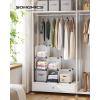 imageSONGMICS 6 Cube Storage Organizer DIY Closet Shelf Plastic Clothes Organizer Modular Bookcase 118 x 118 x 118 Inch Cubes with Feet and Rubber Mallet White ULPC06WWhite