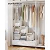 imageSONGMICS 6 Cube Storage Organizer DIY Closet Shelf Plastic Clothes Organizer Modular Bookcase 118 x 118 x 118 Inch Cubes with Feet and Rubber Mallet White ULPC06WCream White