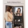 imageSONGMICS 6 LEDs Lockable Mirror Jewelry Cabinet 360 Swivel Jewelry Organizer Armoire Standing Frameless FullLength Mirror 3 Storage Shelves Rustic Brown Surface Black Lining UJJC007X01Ash Brown  Black Lining