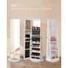 imageSONGMICS 6 LEDs Lockable Mirror Jewelry Cabinet 360 Swivel Jewelry Organizer Armoire Standing Frameless FullLength Mirror 3 Storage Shelves Rustic Brown Surface Black Lining UJJC007X01White  Black