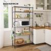 imageSONGMICS 6Tier Storage Shelves Wire Shelving Unit Kitchen Metal Shelves Storage Rack with Adjustable Shelves Shelf Liners 8 Hooks for Garage 138 x 354 x 697 Inches Black ULGR096B01Black
