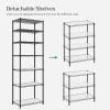 imageSONGMICS 6Tier Storage Shelves Wire Shelving Unit Kitchen Metal Shelves Storage Rack with Adjustable Shelves Shelf Liners 8 Hooks for Garage 138 x 354 x 697 Inches Black ULGR096B01Black