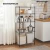 imageSONGMICS 6Tier Storage Shelves Wire Shelving Unit Kitchen Metal Shelves Storage Rack with Adjustable Shelves Shelf Liners 8 Hooks for Garage 138 x 354 x 697 Inches Black ULGR096B01Black