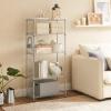 imageSONGMICS 6Tier Storage Shelves Wire Shelving Unit Kitchen Metal Shelves Storage Rack with Adjustable Shelves Shelf Liners 8 Hooks for Garage 138 x 354 x 697 Inches Black ULGR096B01Silver