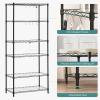 imageSONGMICS 6Tier Storage Shelves Wire Shelving Unit Kitchen Metal Shelves Storage Rack with Adjustable Shelves Shelf Liners 8 Hooks for Garage 138 x 354 x 697 Inches Black ULGR096B01Black