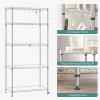 imageSONGMICS 6Tier Storage Shelves Wire Shelving Unit Kitchen Metal Shelves Storage Rack with Adjustable Shelves Shelf Liners 8 Hooks for Garage 138 x 354 x 697 Inches Black ULGR096B01Silver