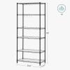 imageSONGMICS 6Tier Storage Shelves Wire Shelving Unit Kitchen Metal Shelves Storage Rack with Adjustable Shelves Shelf Liners 8 Hooks for Garage 138 x 354 x 697 Inches Black ULGR096B01Black