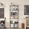 imageSONGMICS 6Tier Storage Shelves Wire Shelving Unit Kitchen Metal Shelves Storage Rack with Adjustable Shelves Shelf Liners 8 Hooks for Garage 138 x 354 x 697 Inches Black ULGR096B01Black