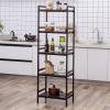 imageSONGMICS Adjustable Storage Shelf Rack 5Tier Multifunctional Shelving Unit Stand Tower Bookcase for Bathroom Living Room Kitchen 177 x 124 x 559 inches Holds up to 132 lb Brown UBCB75BR