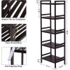 imageSONGMICS Adjustable Storage Shelf Rack 5Tier Multifunctional Shelving Unit Stand Tower Bookcase for Bathroom Living Room Kitchen 177 x 124 x 559 inches Holds up to 132 lb Brown UBCB75BR