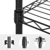 imageSONGMICS Bakers Rack Adjustable Microwave Stand Kitchen Storage Rack with 4 Shelves 6 Hooks for Pots Pans Spice Bottles in The Kitchen Apartment Studio Black ULGR040B01