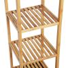 imageSONGMICS Bamboo Bathroom Storage Floor Cabinet 4 Tiers Multifunctional Floor Shelving Unit Free Standing Tower Corner Rack Natural UBCB50Y