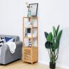 imageSONGMICS Bamboo Bathroom Storage Floor Cabinet 4 Tiers Multifunctional Floor Shelving Unit Free Standing Tower Corner Rack Natural UBCB50Y