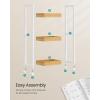 imageSONGMICS Bamboo Rolling Cart 3Tier Utility Cart on Wheels Slim Narrow Storage Shelf Bamboo Shelves SpaceSaving Multifunctional for Bathroom Kitchen White and Natural UBCB083N02White  Natural