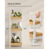 imageSONGMICS Bamboo Rolling Cart 3Tier Utility Cart on Wheels Slim Narrow Storage Shelf Bamboo Shelves SpaceSaving Multifunctional for Bathroom Kitchen White and Natural UBCB083N02White  Natural