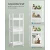 imageSONGMICS Bamboo Rolling Cart 3Tier Utility Cart on Wheels Slim Narrow Storage Shelf Bamboo Shelves SpaceSaving Multifunctional for Bathroom Kitchen White and Natural UBCB083N02White