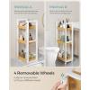 imageSONGMICS Bamboo Rolling Cart 3Tier Utility Cart on Wheels Slim Narrow Storage Shelf Bamboo Shelves SpaceSaving Multifunctional for Bathroom Kitchen White and Natural UBCB083N02White  Natural