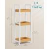 imageSONGMICS Bamboo Rolling Cart 3Tier Utility Cart on Wheels Slim Narrow Storage Shelf Bamboo Shelves SpaceSaving Multifunctional for Bathroom Kitchen White and Natural UBCB083N02White  Natural