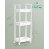 imageSONGMICS Bamboo Rolling Cart 3Tier Utility Cart on Wheels Slim Narrow Storage Shelf Bamboo Shelves SpaceSaving Multifunctional for Bathroom Kitchen White and Natural UBCB083N02White