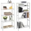 imageSONGMICS Bamboo Storage Shelf 5Tier Shelving Unit Multifunctional in The Entryway Bathroom Living Room Balcony Kitchen 13 x 13 x 575 Inches Cloud White and Light Bamboo UBCB055N01Cloud White