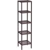 imageSONGMICS Bamboo Storage Shelf 5Tier Shelving Unit Multifunctional in The Entryway Bathroom Living Room Balcony Kitchen 13 x 13 x 575 Inches Cloud White and Light Bamboo UBCB055N01Brown