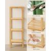 imageSONGMICS Bamboo Storage Shelf 5Tier Shelving Unit Multifunctional in The Entryway Bathroom Living Room Balcony Kitchen 13 x 13 x 575 Inches Cloud White and Light Bamboo UBCB055N01Light Bamboo