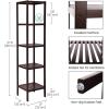 imageSONGMICS Bamboo Storage Shelf 5Tier Shelving Unit Multifunctional in The Entryway Bathroom Living Room Balcony Kitchen 13 x 13 x 575 Inches Cloud White and Light Bamboo UBCB055N01Brown