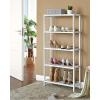 imageSONGMICS Bamboo Storage Shelf 5Tier Shelving Unit Multifunctional in The Entryway Bathroom Living Room Balcony Kitchen 13 x 13 x 575 Inches Cloud White and Light Bamboo UBCB055N01Cloud White
