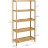 imageSONGMICS Bamboo Storage Shelf 5Tier Shelving Unit Multifunctional in The Entryway Bathroom Living Room Balcony Kitchen 13 x 13 x 575 Inches Cloud White and Light Bamboo UBCB055N01Light Bamboo