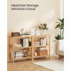 imageSONGMICS Bamboo Storage Shelf 5Tier Shelving Unit Multifunctional in The Entryway Bathroom Living Room Balcony Kitchen 13 x 13 x 575 Inches Cloud White and Light Bamboo UBCB055N01Light Bamboo