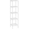 imageSONGMICS Bamboo Storage Shelf 5Tier Shelving Unit Multifunctional in The Entryway Bathroom Living Room Balcony Kitchen 13 x 13 x 575 Inches Cloud White and Light Bamboo UBCB055N01Cloud White