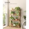 imageSONGMICS Bamboo Storage Shelf 5Tier Shelving Unit Multifunctional in The Entryway Bathroom Living Room Balcony Kitchen 13 x 13 x 575 Inches Cloud White and Light Bamboo UBCB055N01Light Bamboo