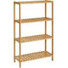 imageSONGMICS Bamboo Storage Shelf 5Tier Shelving Unit Multifunctional in The Entryway Bathroom Living Room Balcony Kitchen 13 x 13 x 575 Inches Cloud White and Light Bamboo UBCB055N01Light Bamboo